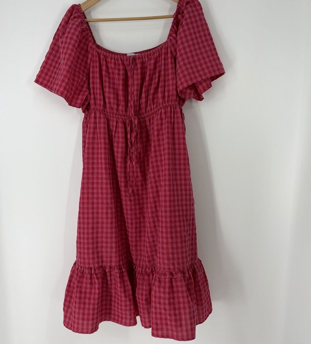 Baltic Born Emerey Dress Size Large Pink Gingham Boho Prairie Cottagecore Ruffle